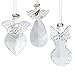 BANBERRY DESIGNS Angel Ornaments - Set of 3 Glass Angel Ornaments with Gold Trim - Christmas Ornament Set