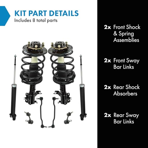 Image of TRQ Front and Rear Suspension Kit Complete Strut & Coil Spring Assembly Shock Absorber Sway Bar Stabilizer Link Compatible with 2002-2006 Nissan Altima