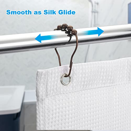 Titanker Shower Curtain Rings, Bronze Shower Curtain Hooks For Curtain Rust Proof Metal Shower Rings Hooks For Bathroom Shower Curtains Rods Hangers Rolling - Set Of 12, Bronze #TOP5