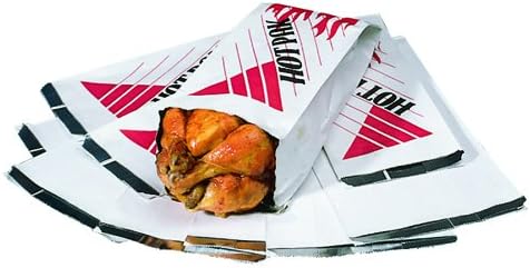 5.25 x 3.5 x 12" Paper/Foil BBQ Take Out Bag - Quart size - Printed HOT PAK - 500/CS McN # 322056