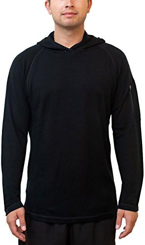 Woolx Men's Switchback Midweight Merino Wool Hooded Sweatshirt , Black, X-Large