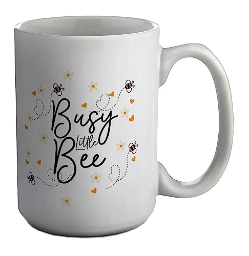 Shopagift Busy Little Bee Mug Bumble Bee White 15oz Large Gift Ceramic Cup