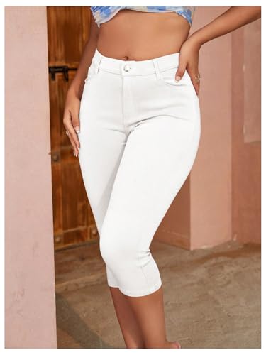 SHENHE Women's Capri Pants High Waisted Stretch Dressy Work Casual Skinny Cropped Trousers4