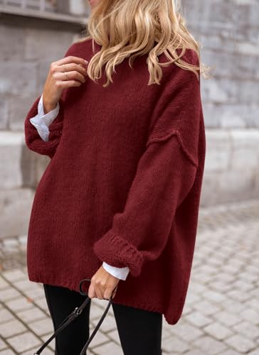 PRETTYGARDEN Women's Knit Oversized Sweater Fall Fashion Casual Long Sleeve Turtleneck Chunky Pullover Tops Winter Clothing