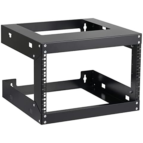 6U Wall Mount Rack Open Frame 19 Inch Server Equipment Network Cabinet 18 inches Depth Black by Tedgetal Cover