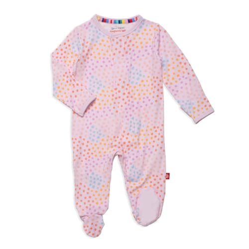 Image of Magnetic Me Girls Modal Magnetic Baby Footie Pajamas | Silky Soft Modal Fabric | Baby Sleepers Available Sizes PRE - 24M
