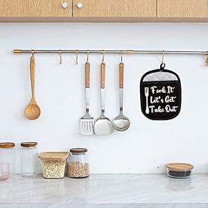 LEVLO Kitchen Lovers Gifts Fork It Lets Get Take Out Kitchen for Potholders Funny Quote Oven Mitt Gifts Lets Get Take Out Kitchen