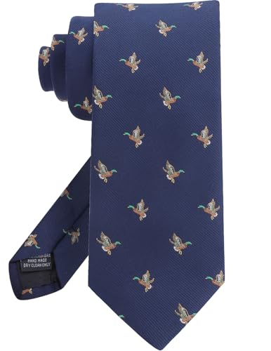 HAWSON Mallard Wooden Duck Ties for Men Cool Navy Waterfowl Hatl Necktie Hunting Fishing Gifts for Hunter Gear Stuff