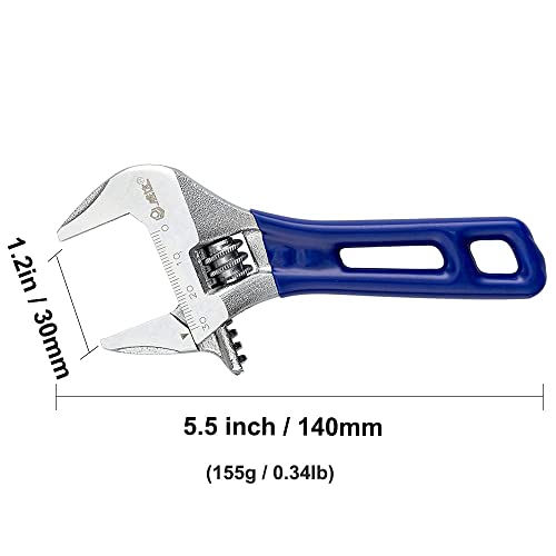 1 Piece Wide Opening Adjustable Wrench 5 Inch With Short Handle,Chrome Vanadium Steel Forged Stubby Adjustable Wrench Spanner #TOP1
