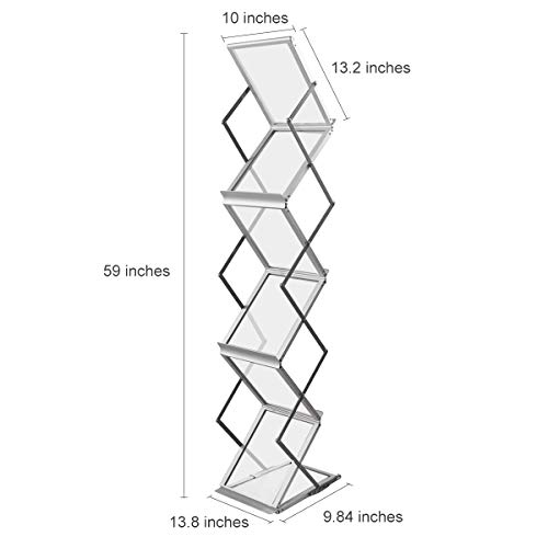 Huazi Foldable Magazine Rack Brochure Stand Catalog Literature Rack Portable 6 Pockets With Carrying Bag For Trade Show Exhibitions Office Retail Store #TOP1