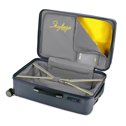 Image of Skybags Plastic Spinner Trunk Check-in Trolley Bag, 68cm | Medium Hardsided Luggage with Smooth 8-Wheel & TSA Lock | Suitcase for Travel | 5-Year International Warranty (Navy)