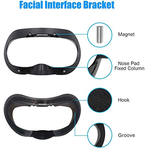 Varadyle Facial Interface Bracket PU Leather Foam Face Cover Pad Replacement & Anti-Leakage Nose Pad Set for Valve Index… - Afbeelding 4