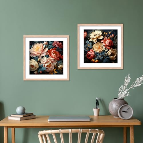 Image of kotart Premium Digital Paintings with Frame for Home Decoration - Floral Painting for Living Room Bedroom Office Room Decor - Painting for Wall Decoration - Pack of 2 H