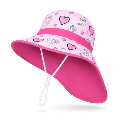Image of VRITRAZ Sun Protection UPF50+ Bucket Hat Toddler Summer Beach Play Hats with Neck Flap for Girl, Boy, Kids Summer Hat, Bucket Hat for Kids Ages 3-10 Years