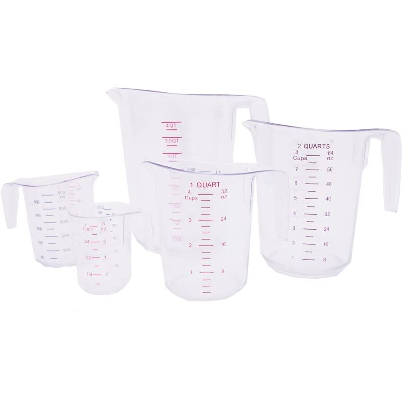 Stalwart DA-MC5 Polycarbonate Measuring Jugs Heavy Duty, Set of 5, Transparent, Set of 5 pcs