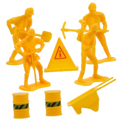 Toyvian Ensemble Figurines Mini Ouvriers De Construction 8 Pièces Décorations Réalistes pour Gâteau d'anniversaire Thème Chantier Jouet Simulation