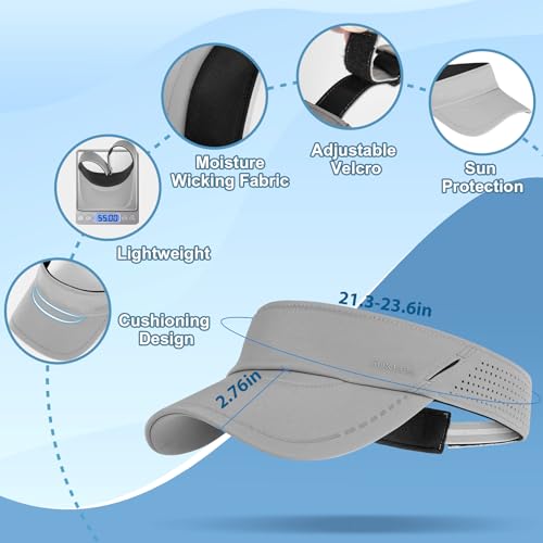 Image of Sukeen Sports Sun Visor for Men Women, Lightweight Adjustable Visor Hat, Reflective Running Tennis Golf Visor, Sunglass Slots