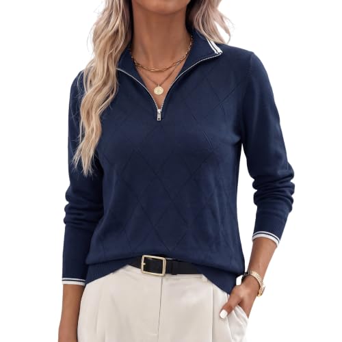 Image of JACK SMITH Quarter Zip Pullover Sweaters for Womens, Rib Polo Sweater Tops