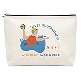 Water Polo Player Gift Makeup Bag Swimming Sport Water Polo Ball Team Gifts Stays Underwater for Women Female Goalkeeper Ball Pool Splash Team Player Christmas Birthday Present Cosmetic Bag
