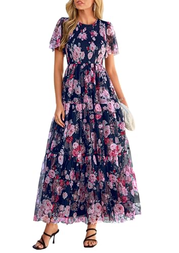 PRETTYGARDEN Tulle Floral Dress Women Summer Wedding Guest 2026 Spring