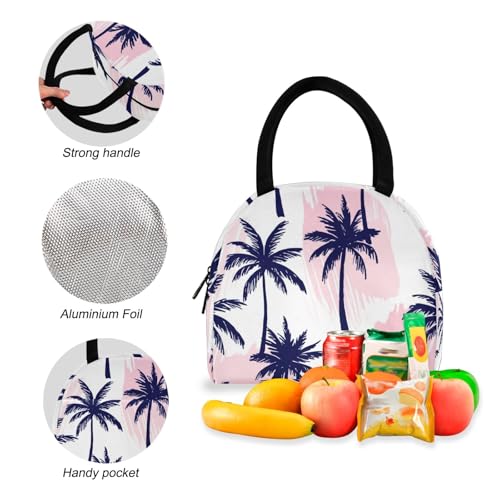 School Bags, Navy Blue Palm Trees Cooler Bag Waterproof, Travel Backpacks for Big Kids and Youth4