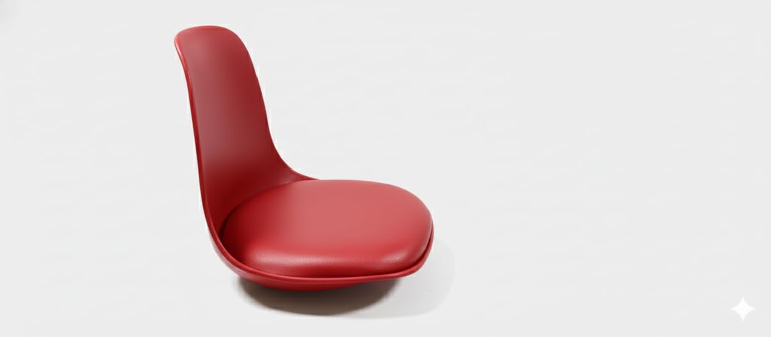 Modern Red Plastic Chair Seat with Cushion, Ergonomic Shell Design, Indoor Dining Room Furniture 1