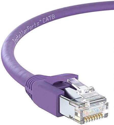 InstallerParts Ethernet Cable CAT8 Cable 25 FT - Purple - Professional Series - 40Gigabit/Sec Network/High Speed Internet Cable for Router, Modem,Gaming/2000 MHZ, 24AWG