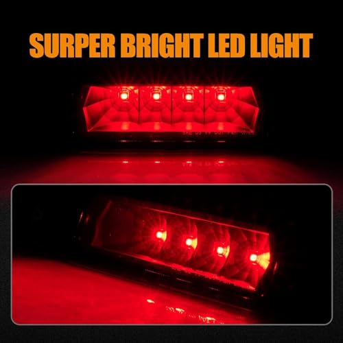 Image of Third 3rd Brake Light LED for 1999-2004 Jeep Grand Cherokee, High Mount Rear Brake Lights Assembly for 99-04 Grand Cherokee, Waterproof Center Cab Lamp Stop Light (Black)