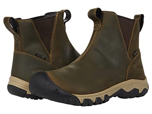KEEN Women's Greta Chelsea Mid Height Waterproof Snow Boots, Olive/Timberwolf, 7.5 US