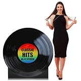 Vicenpal 3.7 Ft 50S 70S Vinyl Record Cardboard Cutout Standup Life Size 1950S Music Theme Party Decoration Backdrop Photo Props Disco Back Drops Standup For Music Prom Night 50S 70S Theme Decor