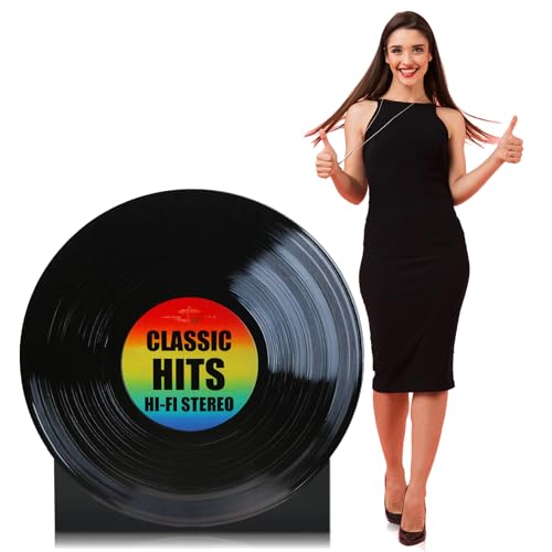 3.7 ft 50s 70s Vinyl Record Cardboard Cutout Standup Life Size Music Decor