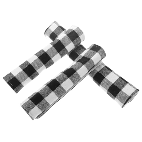 HOMSFOU 3 Piezas Cubiertas Lavables para Manijas de Refrigerador Diseño Cuadros Negros y Blancos Protector Antideslizante para Microondas Lavavajillas y Hornos y Seguridad Cocina