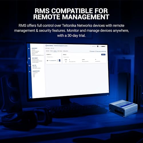 Image of Teltonika RUTX11 Industrial Cellular WiFi Router Dual SIM Card Slot - 4G LTE CAT 6, Speeds Up to 300 Mbps - LAN, WiFi, & Bluetooth LE Connectivity - RMS Compatible, Auto Failover (TELRUTX11100400)