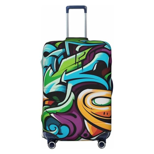 Graffiti Drawing Art Luggage Cover Washable Suitcase Cover Tsa Approved Elastic Spandex Suitcase Protector Anti-Scratch Travel Baggage Covers Fit 18-32 Inch Luggage