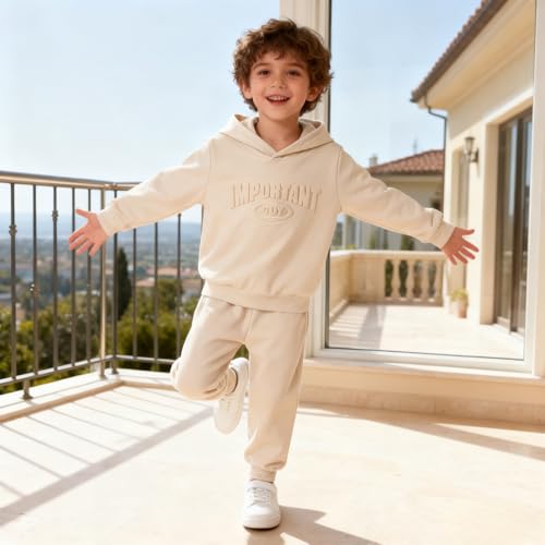 Image of Boy Clothes Plant Camouflage Pants LA Letter Print Top Sweatsuit Fall Boys Outfits Set