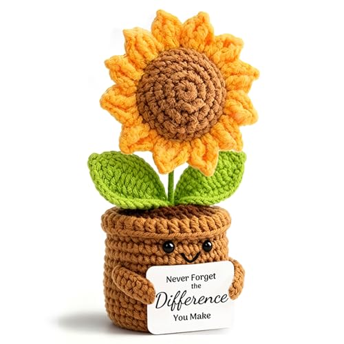 ilifemate Birthday Gifts for Women Positive Emotional Support Crochet Sunflower Teacher Appreciation Gifts Thank You Gift for Coworker Nurse Farewell Going Away Inspirational Crochet Flower