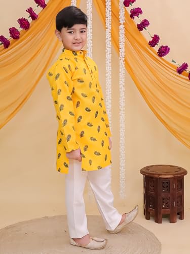 Image of AJ DEZINES Boys Cotton Full Sleeve Letter Printed Kurta Pajama Set for Kids - Ethnic wear | Special Occasion & Traditional Outfit |Boys Kurta Set - Regular Fit