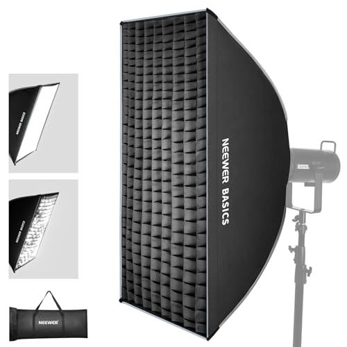 NEEWER Basics Strip Softbox Bowens Mount 24x35 Quick Release Soft Box Light Diffusers/Grid/Bag Compatible with Aputure 150c Compatible with Godox SL60w for FS300C FS150B HB80C CB200C Q6 NS60P