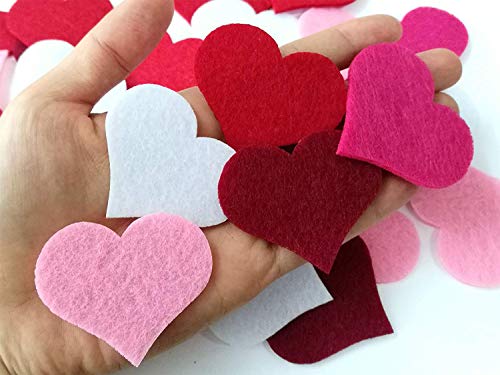 Summer-Ray 100 Felt Heart Laser Cutout Scrapbooking Embellishment Assorted Color, red, 47x41x2mm - Image 2