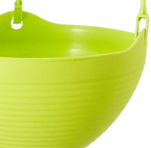 GARDENS NEED 100% Virgin Plastic Bell Pot | Set of 4 Hanging Planter, (20cm x 20cm x 22cm, Lemon Green)