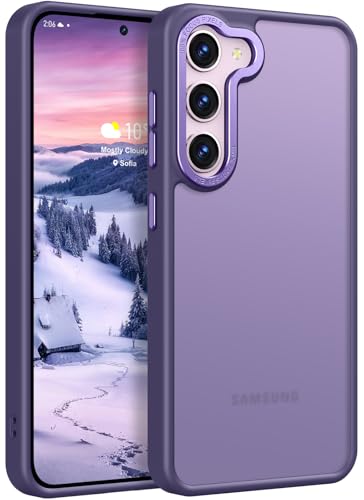 Rayboen for Samsung Galaxy S23 Plus Case, Translucent Frosted Skin Feel Anti-Scratch Hard PC Back Soft Silicone Edge, Slim Fit Shockproof Protective Phone Cover for Samsung S23+ Plus, Matte Purple