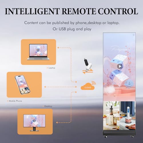 Image of P1.86 Spliceable LED Screen, USB Plug-and-Play Foldable Led Digital Display, APP & Computer Software Publishing, Full Poster Screen Advertising LED Display (Black, 2-pack)