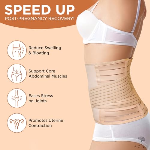 Image of AZAH Postpartum Belt | 2-in-1 Shaping & Support Pregnancy Belts | Post Pregnancy Abdominal Recovery | Waist Trimmer | Tummy Control Shapewear | Slimming Body Shaper After C-Section Normal Delivery