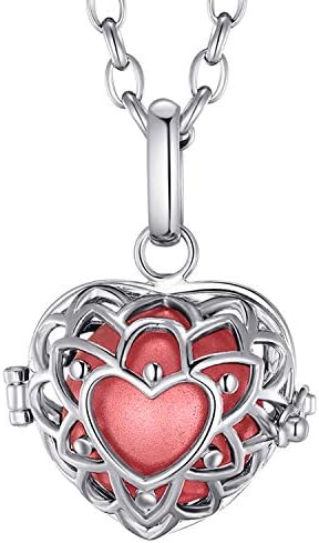 Morella Women Necklace Stainless Steel 70 cm 27,5" with Heart-Shaped Pendant for Sound Balls Ø 16 mm 0,63" in a Velvet Jewelry Bag