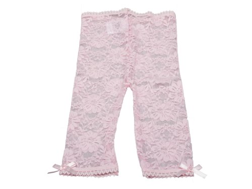 Baby Infant & Toddler Girl-Soft Lace Leggings-Capris-Satin Bows-Comfort Waist (2-4 Years, Pink)