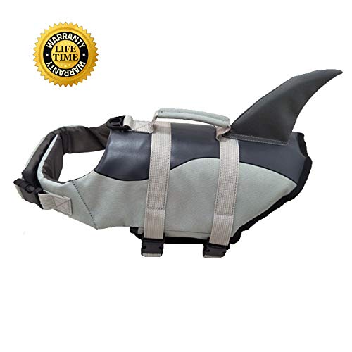 Vohoney Pet Hundeschwimmweste Schwimmweste Badeanzug Hundelebensweste Aqua-Top Größenverstellbar Dog Vest Lifejacket (XL, Grau Dog Hundeschwimmweste)