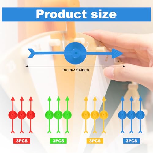 12pcs Game Spinners, 3.94inch Plastic Spinners Arrow Game Spinners 4 Color Board Game Spinners Prize Spinning Wheel Twister Fidget Spinner Replacement for Classroom Board Activities DIY Toy Projects - Thumbnail 2