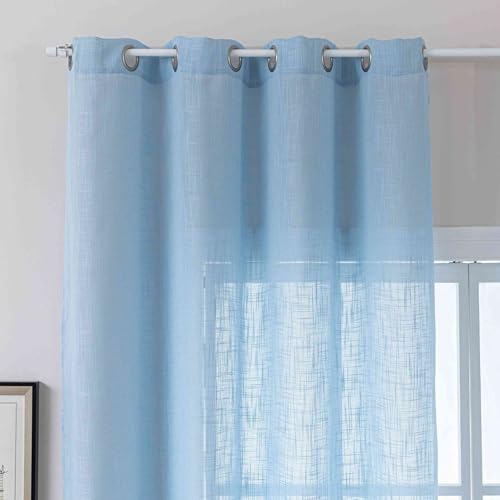 Gardine Ösen Grobfaser »Seoul« HxB 245x140 cm Hellblau Ösen Linenlook-Struktur Uni Halbransparent Blickdicht 2024110
