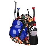 ZOEA Baseball Bat Bag Backpack, T-Ball & Softball Equipment & Gear for Youth, Large Capacity Holds 2