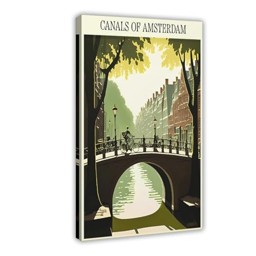 Tableau canal hollandais de qualité sur toile tendue pour décoration épurée